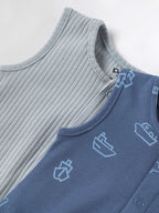 Popees Baby Boys Sleeveless Bodysuit Set Pack of 2| Tiny Baby, Newborn to 6 Months