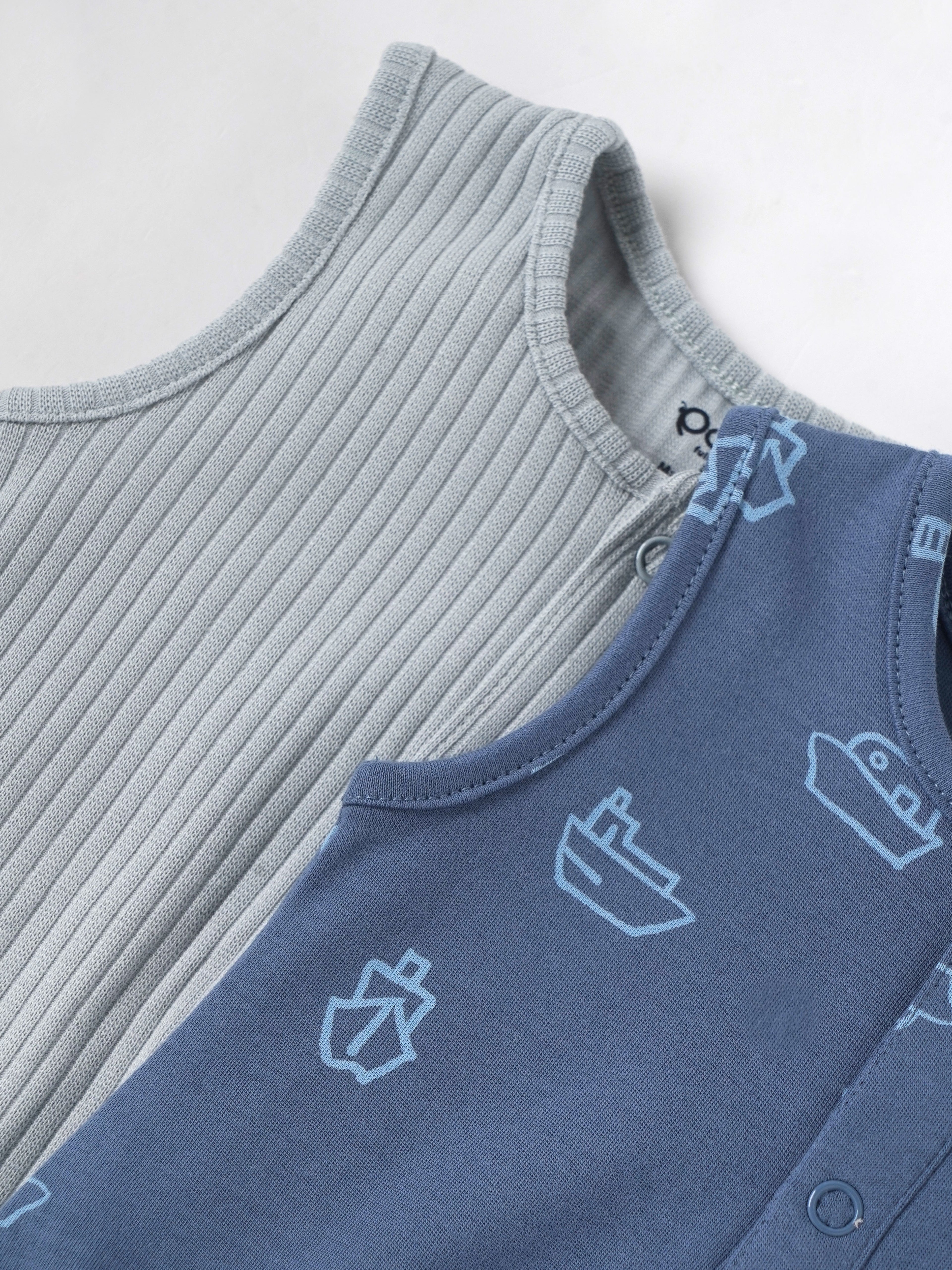 Popees Baby Boys Sleeveless Bodysuit Set Pack of 2| Tiny Baby, Newborn to 6 Months