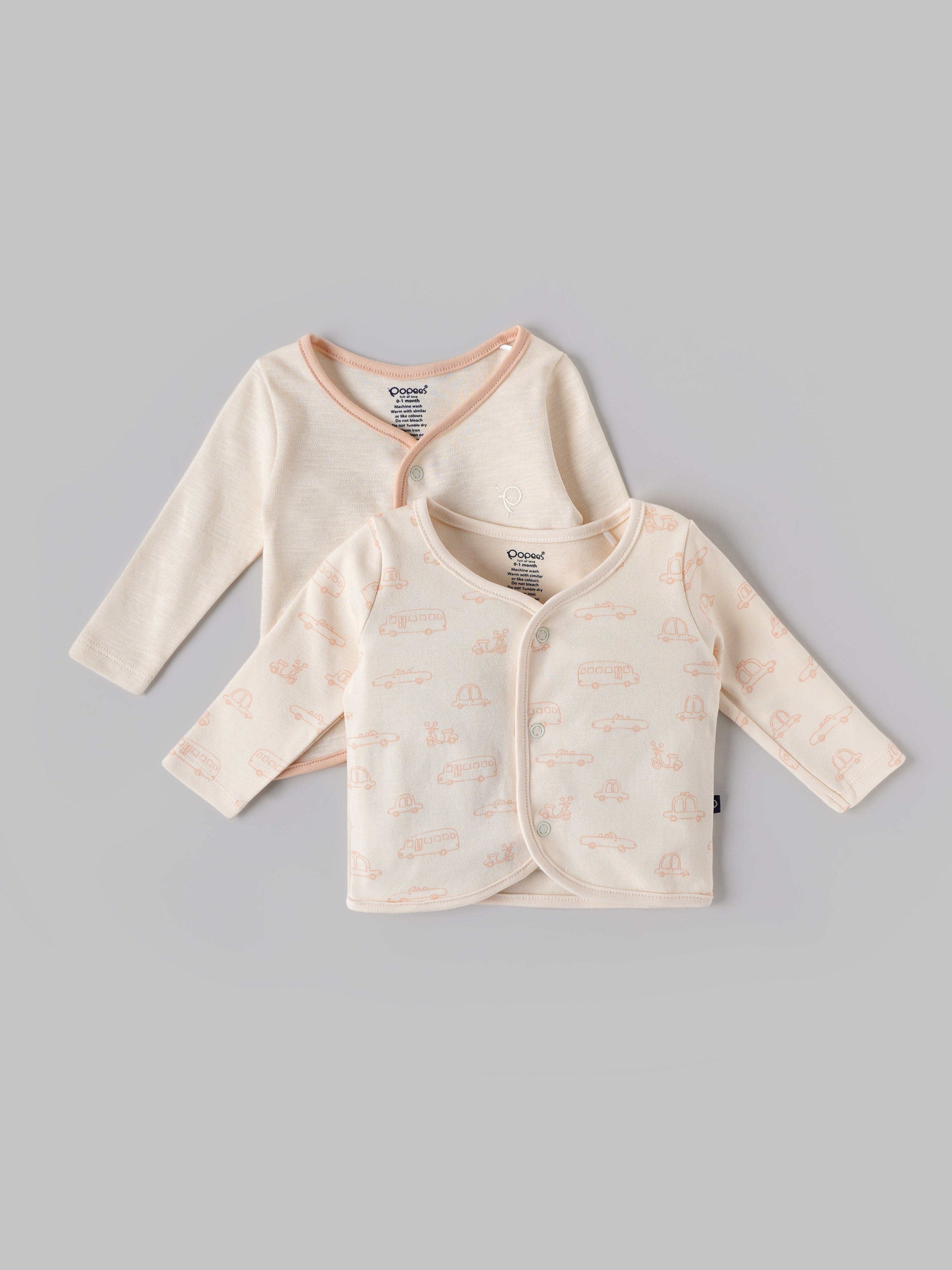 Popees Baby Boys Cotton Front Open Jabla Set |Tiny Baby, Newborn to 6 Months