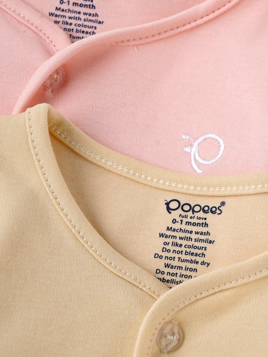 Popees Baby Boys Front Open Cotton Jabla Set (Pack of 2)| Pink & Yellow| Tiny Baby To 6 M
