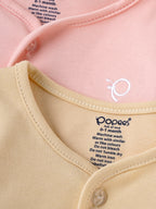 Popees Baby Boys Front Open Cotton Jabla Set (Pack of 2)| Pink & Yellow| Tiny Baby To 6 M