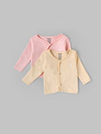 Popees Baby Boys Front Open Cotton Jabla Set (Pack of 2)| Pink & Yellow| Tiny Baby To 6 M