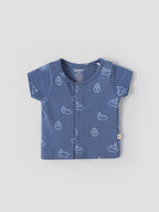 Popees Baby Boys Pack of 2 Printed & Solid T-Shirts| NB–6 Months| Soft Cotton Blend, Front Snap Closure