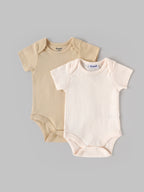 Popees Baby Girls Short Sleeve Bodysuit Set of 2 | Soft Everyday Wear | 0-6 Months