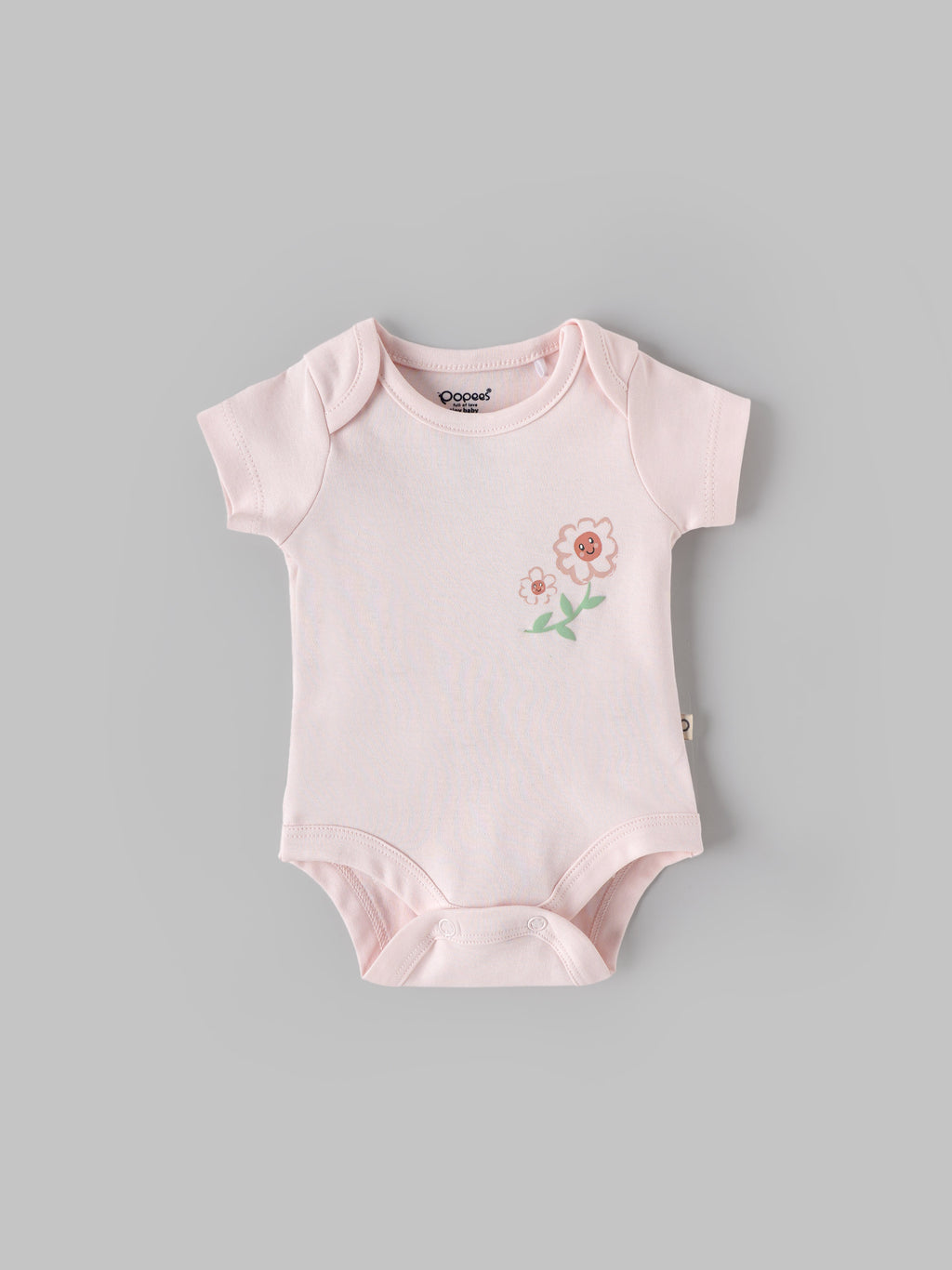 Popees Baby Girls Cotton Bodysuit Set (Pack of 2) |Soft Infant Onesie Romper, Full & Short Sleeve – Floral Print (Tiny Baby, Newborn to 6 Months)
