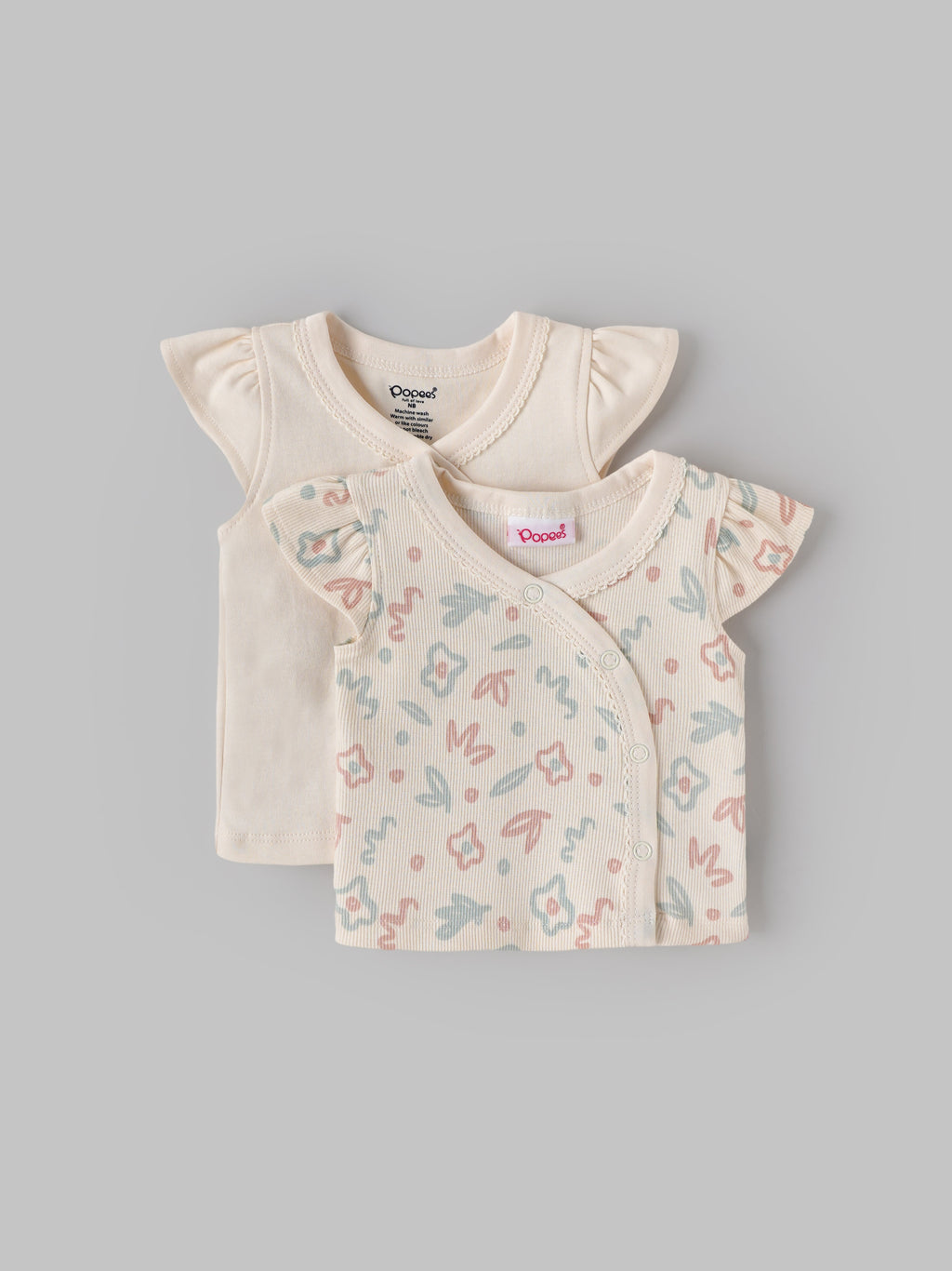 Popees Baby Girls Cotton Jabla Pack of 2| Tiny Baby, Newborn to 6 Months