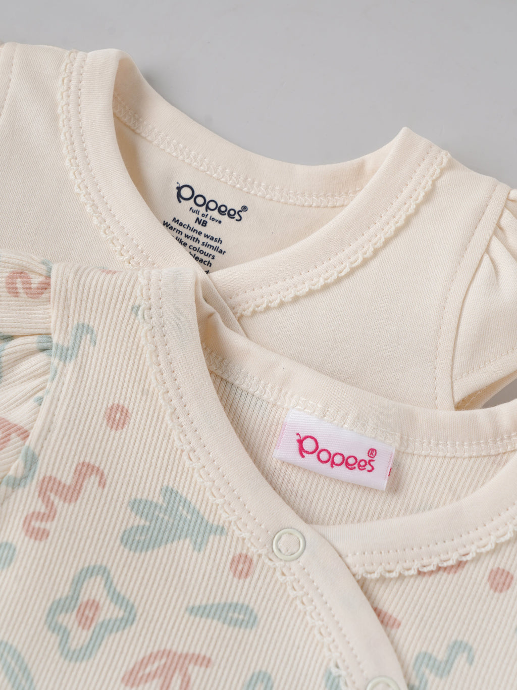 Popees Baby Girls Cotton Jabla Pack of 2| Tiny Baby, Newborn to 6 Months
