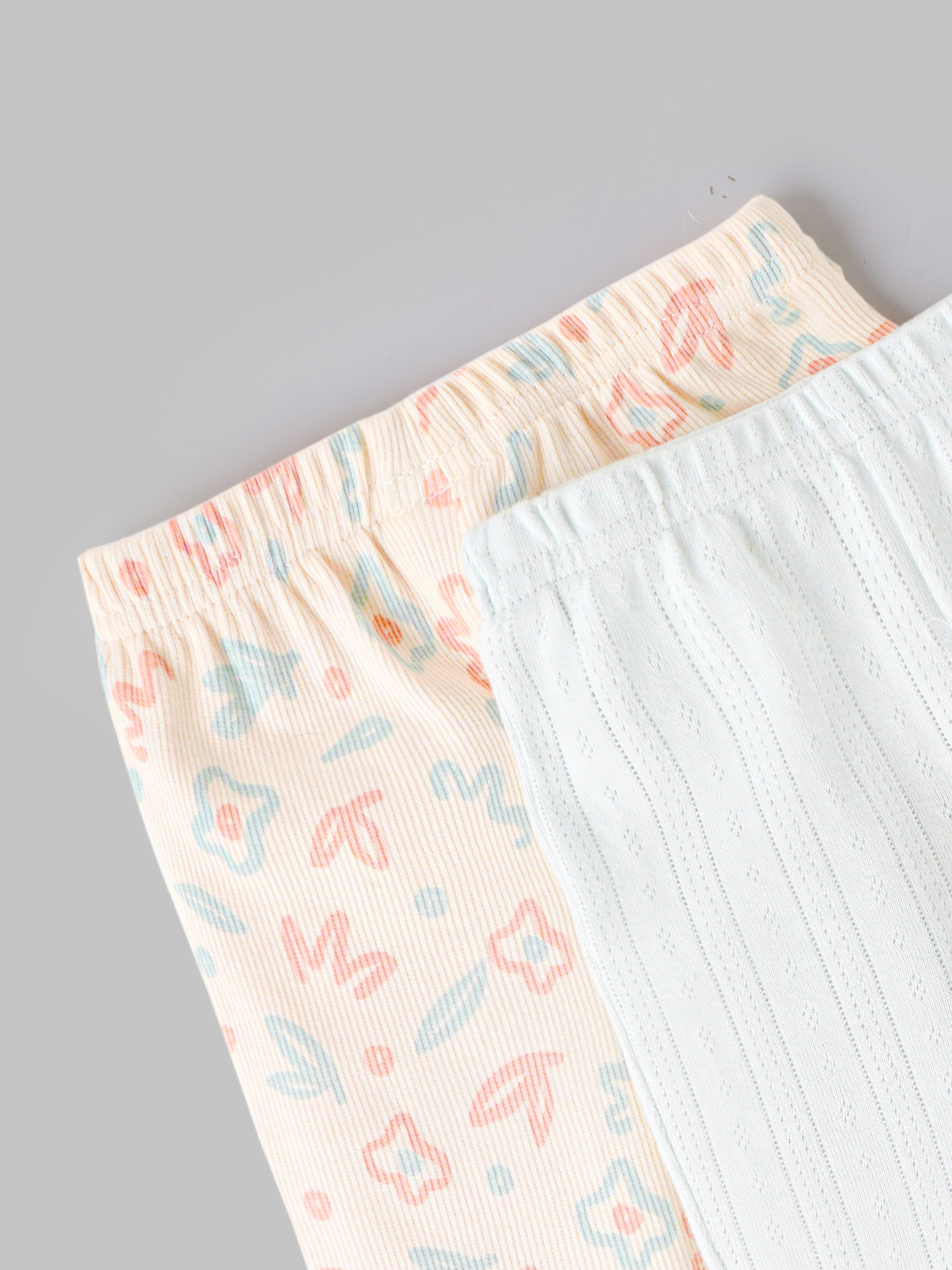Popees Baby Girls Knitted Pants Pack of 2| Newborn - 9 Months