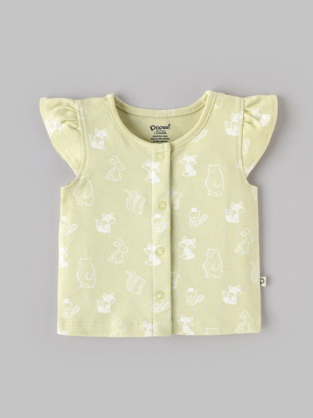 Popees Baby Girls Soft Sleeveless Top Set | Cute Printed & Solid Flutter Sleeve Tops | Pack of 2| 0-9 Months