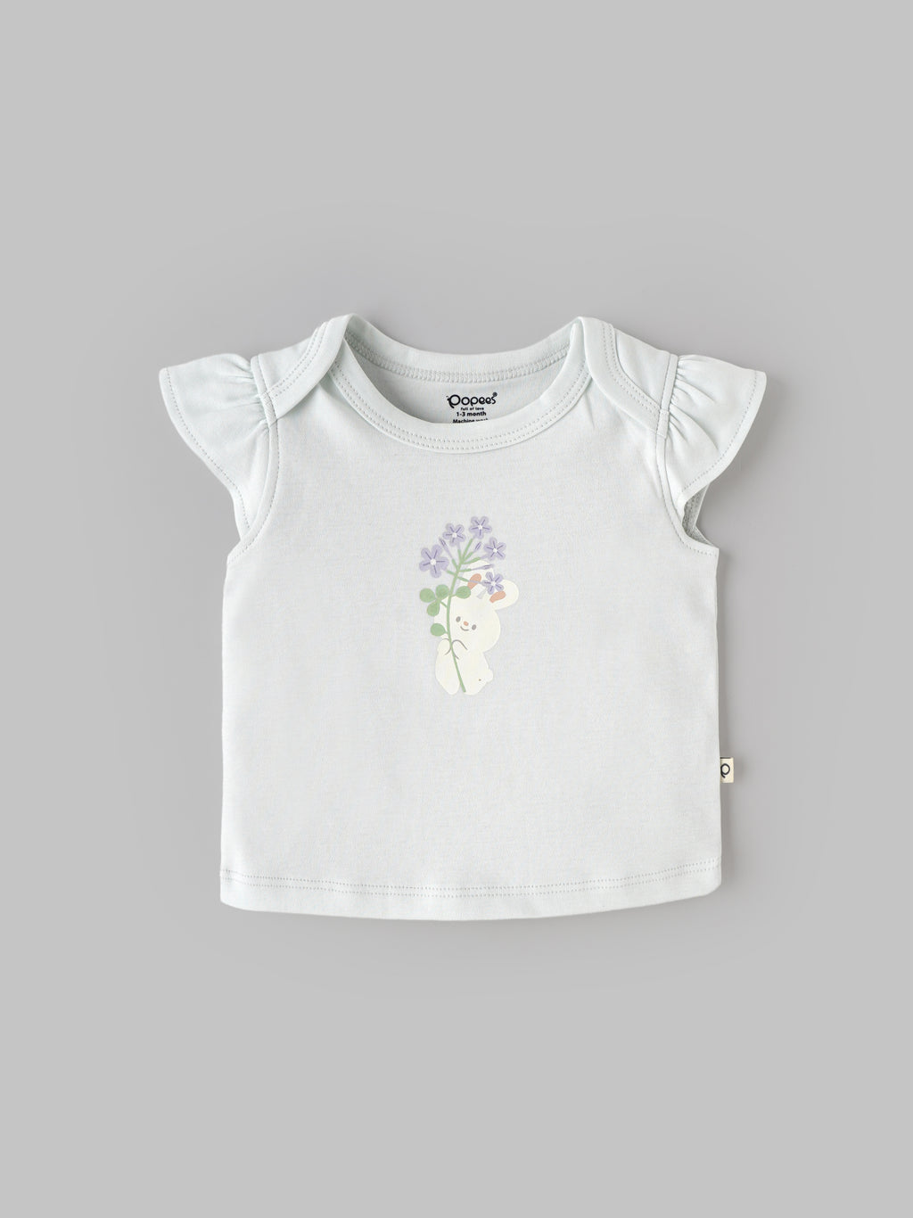 Popees Baby Girls 2-Piece Top Set | White Floral Printed |Light Pink Button| 0-9 Months