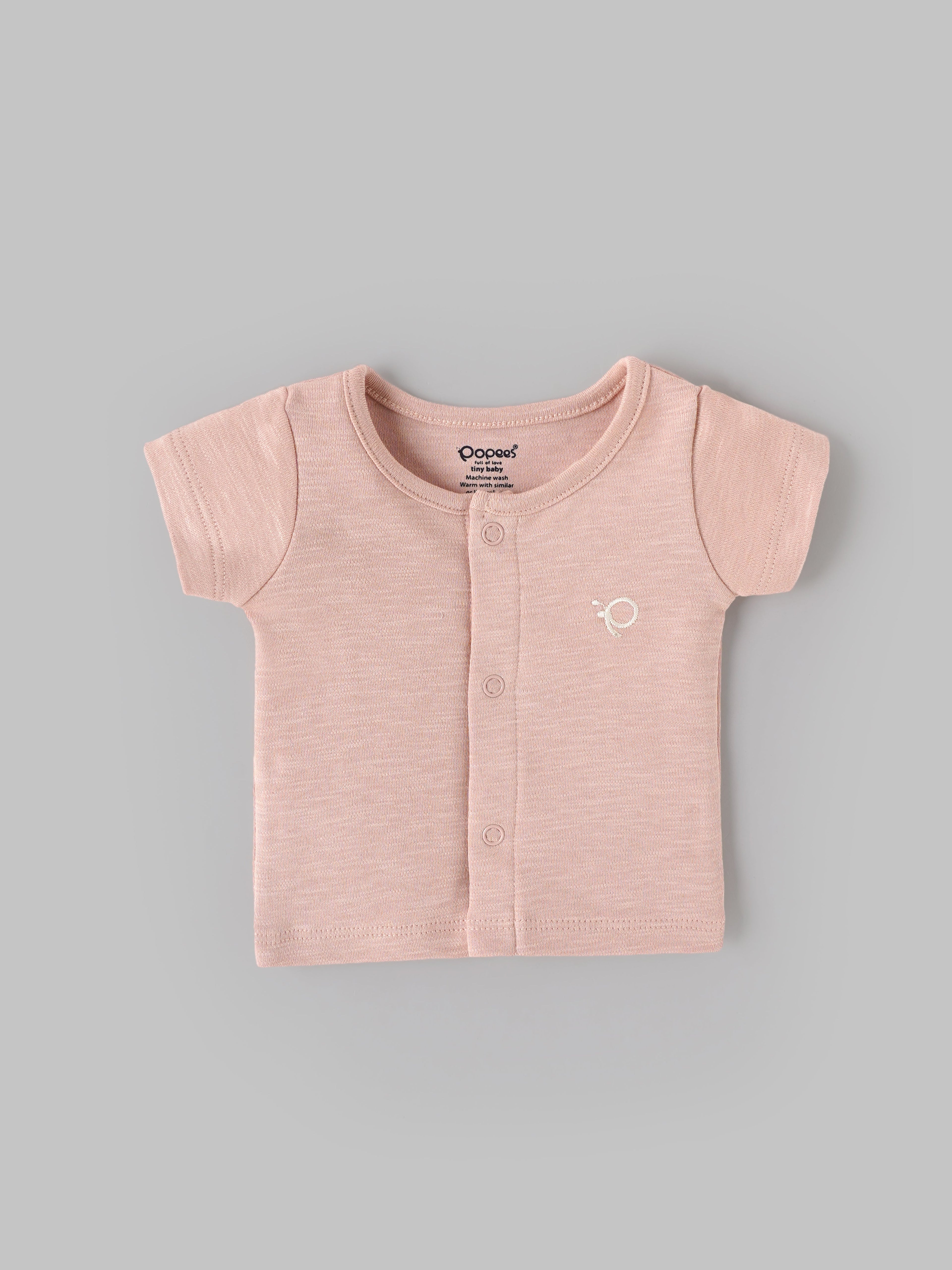 Popees Baby Cotton T-Shirt Combo Set, Soft Breathable Round Neck Snap Button Casual Wear Tops| Tiny Baby, Newborn – 6 Months