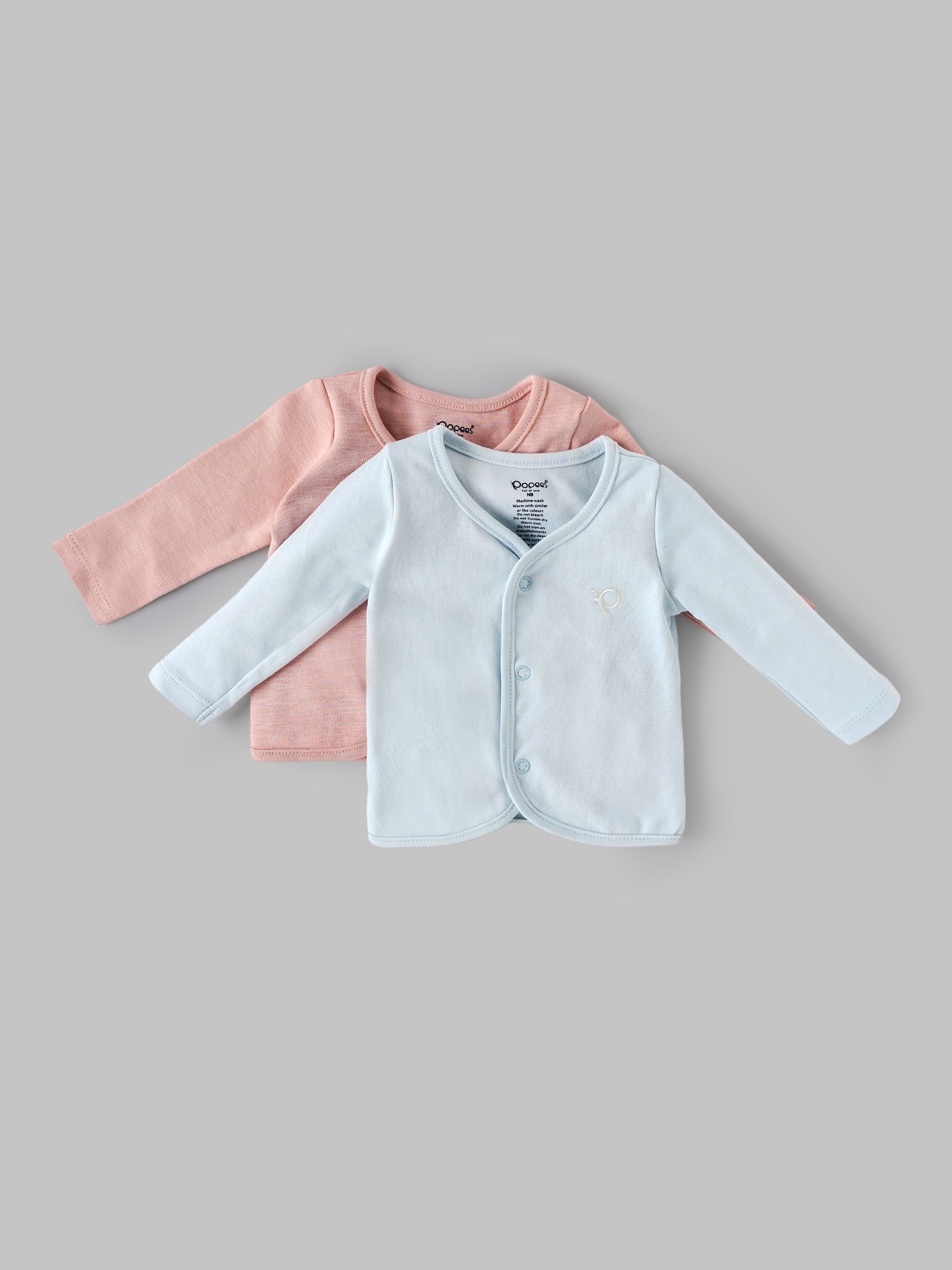 Popees Baby Unisex Cotton Front Open Jabla Pack of 2 | Tiny Baby, Newborn - 6M