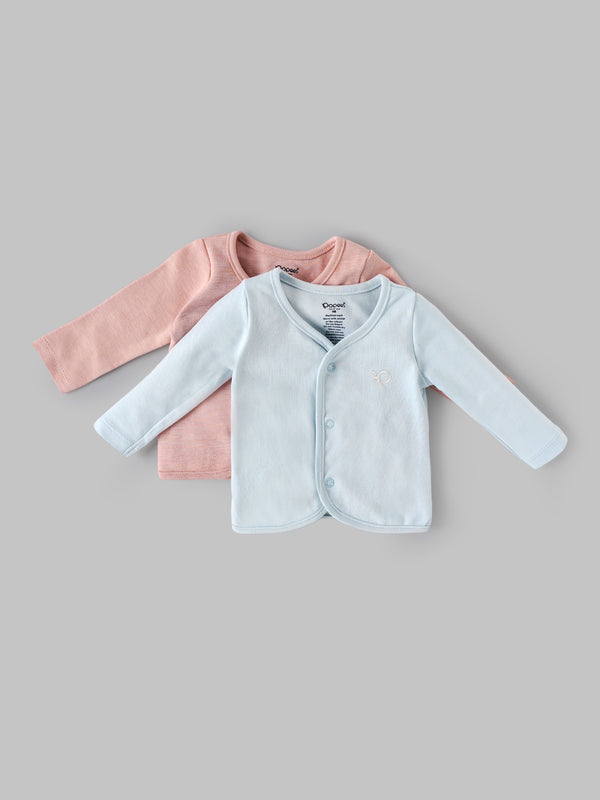 Popees Baby Unisex Cotton Front Open Jabla Pack of 2 | Tiny Baby, Newborn - 6M