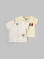 Popees Half Sleeve Front Open Jhabla Top(0-6 Months)for New Babies Made of Organic Bamboo Cotton Fabric