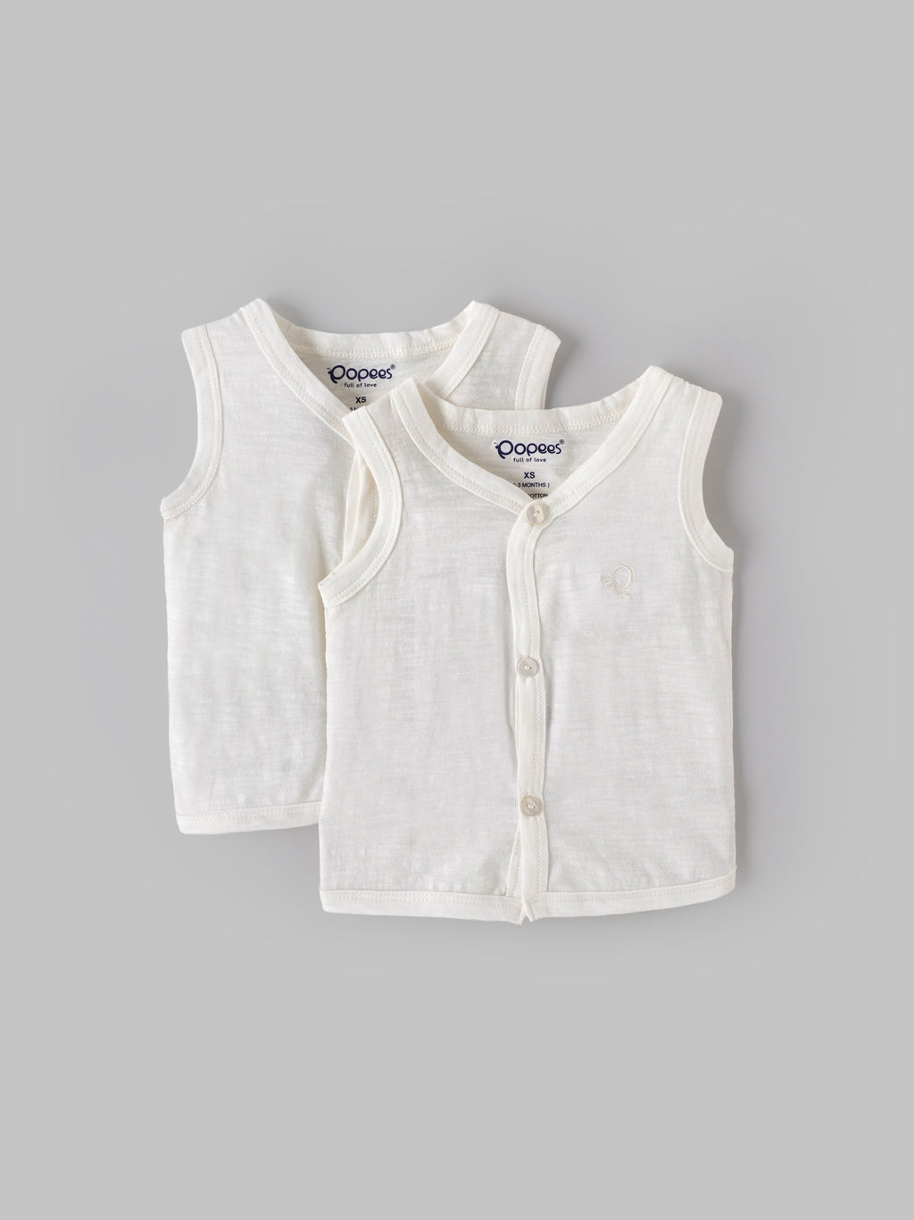 Popees Baby Unisex Cotton Jhabla Pack of 2|Soft Sleeveless Front Button Newborn Top |Tiny Baby, NB–6M