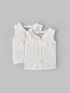 Popees Baby Unisex Cotton Jhabla Pack of 2|Soft Sleeveless Front Button Newborn Top |Tiny Baby, NB–6M