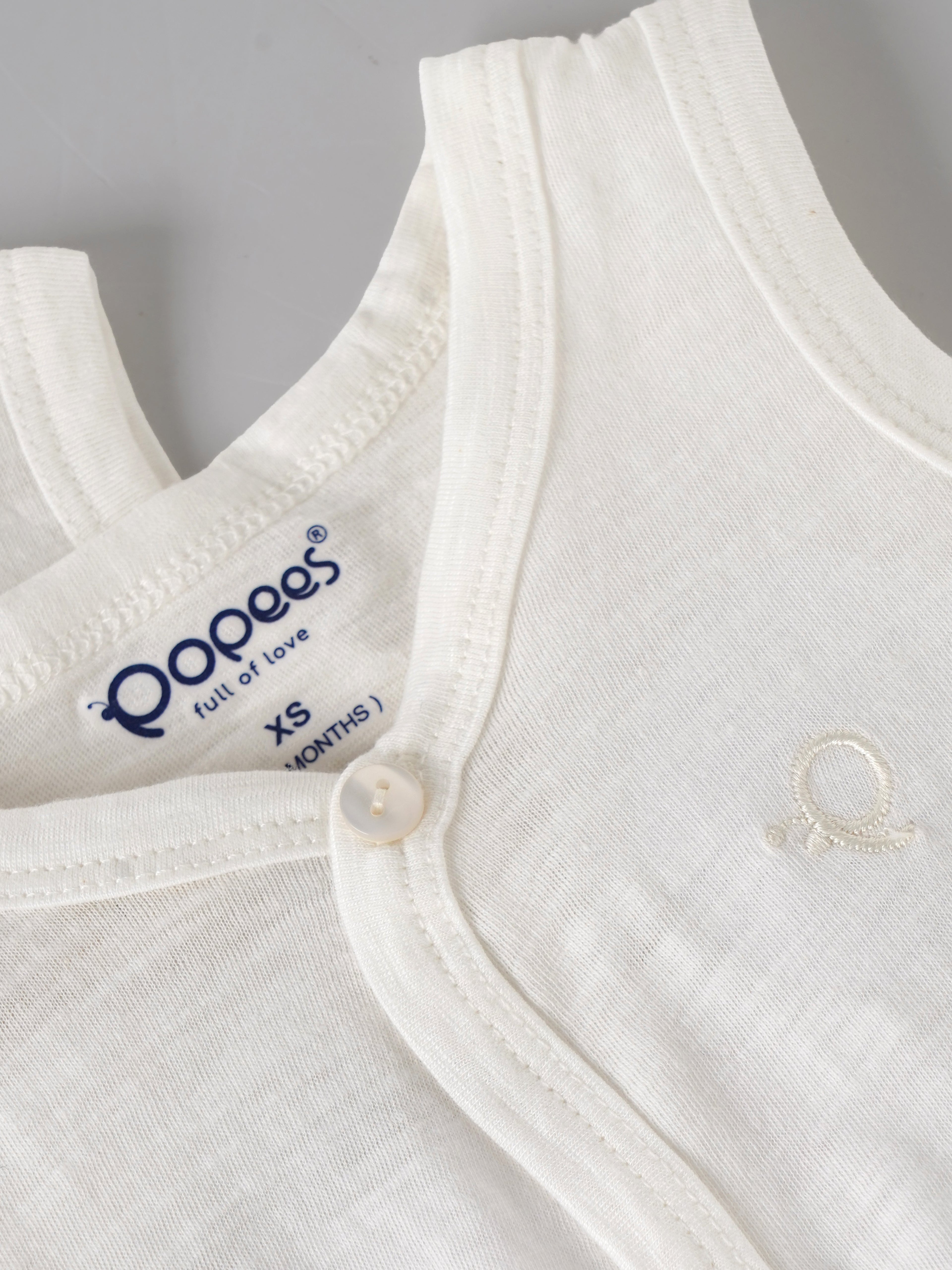 Popees Baby Unisex Cotton Jhabla Pack of 2|Soft Sleeveless Front Button Newborn Top |Tiny Baby, NB–6M