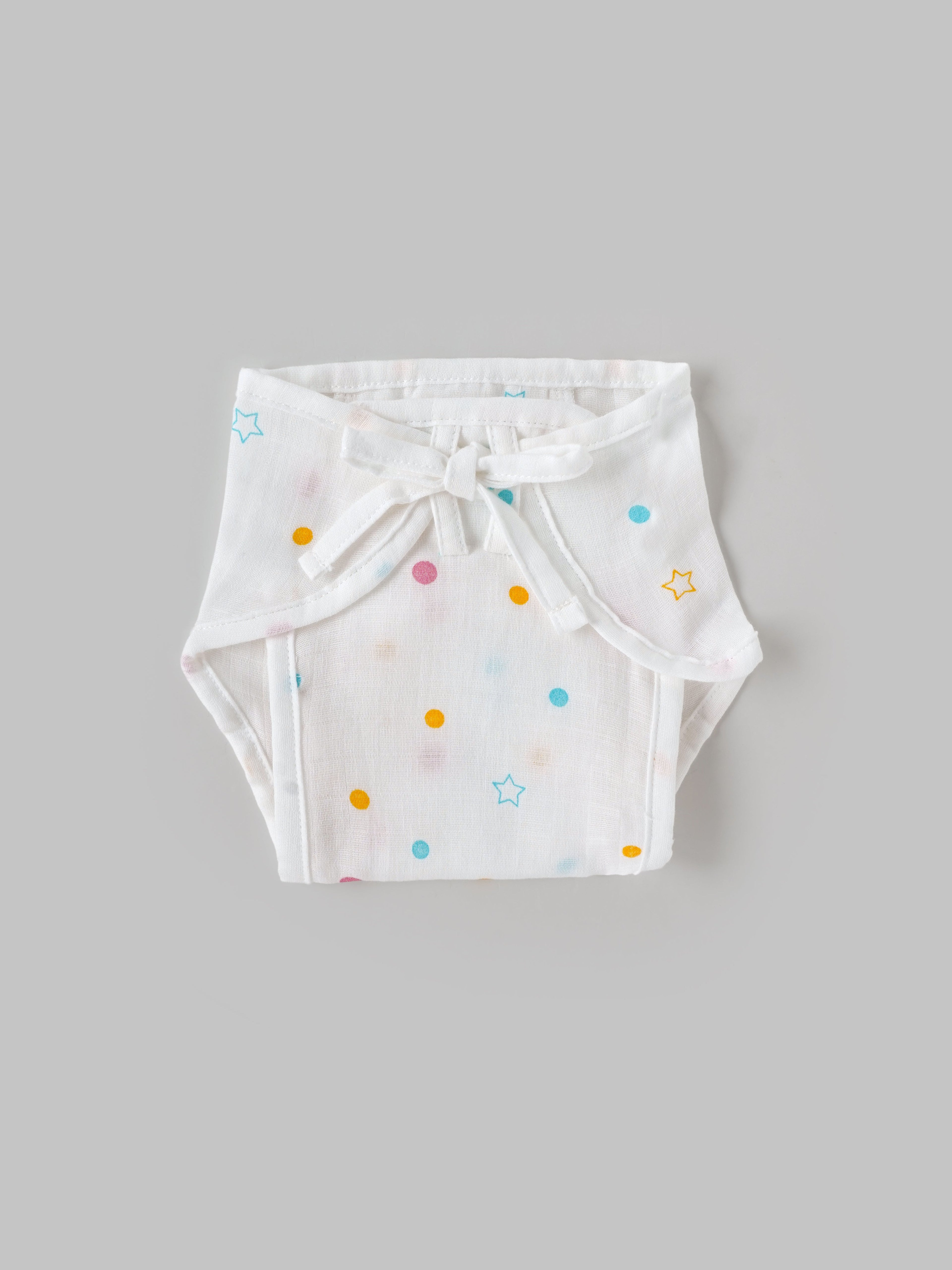 Popees Baby Cotton Muslin Nappy Pack of 2|Soft Tie-Up Reusable Cloth Diaper for Newborns