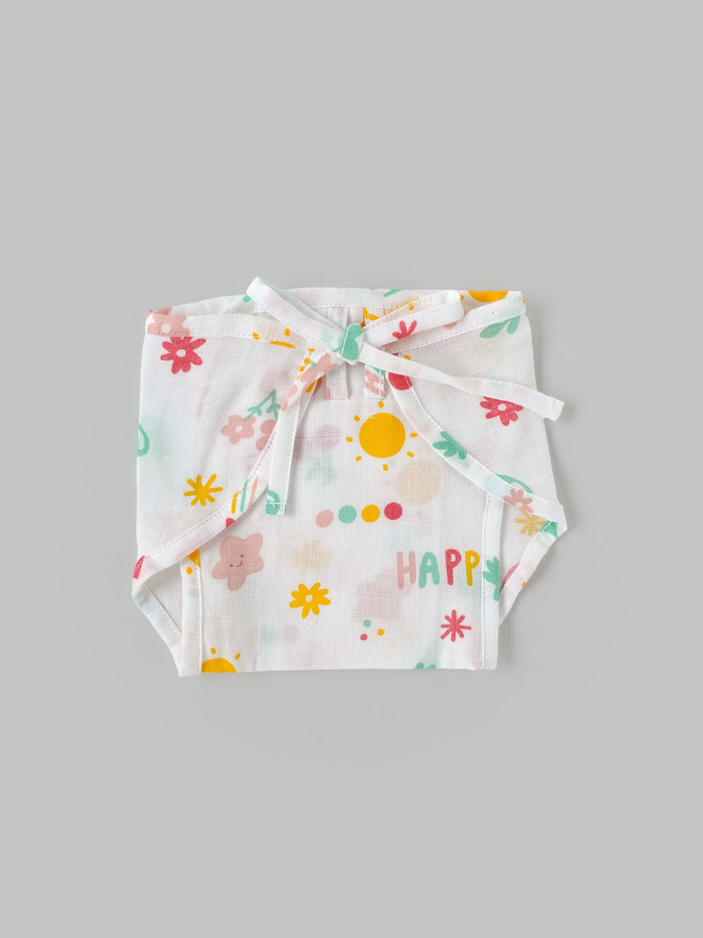 Popees Baby Cotton Muslin Nappy Pack of 2|Soft Tie-Up Reusable Cloth Diaper for Newborns