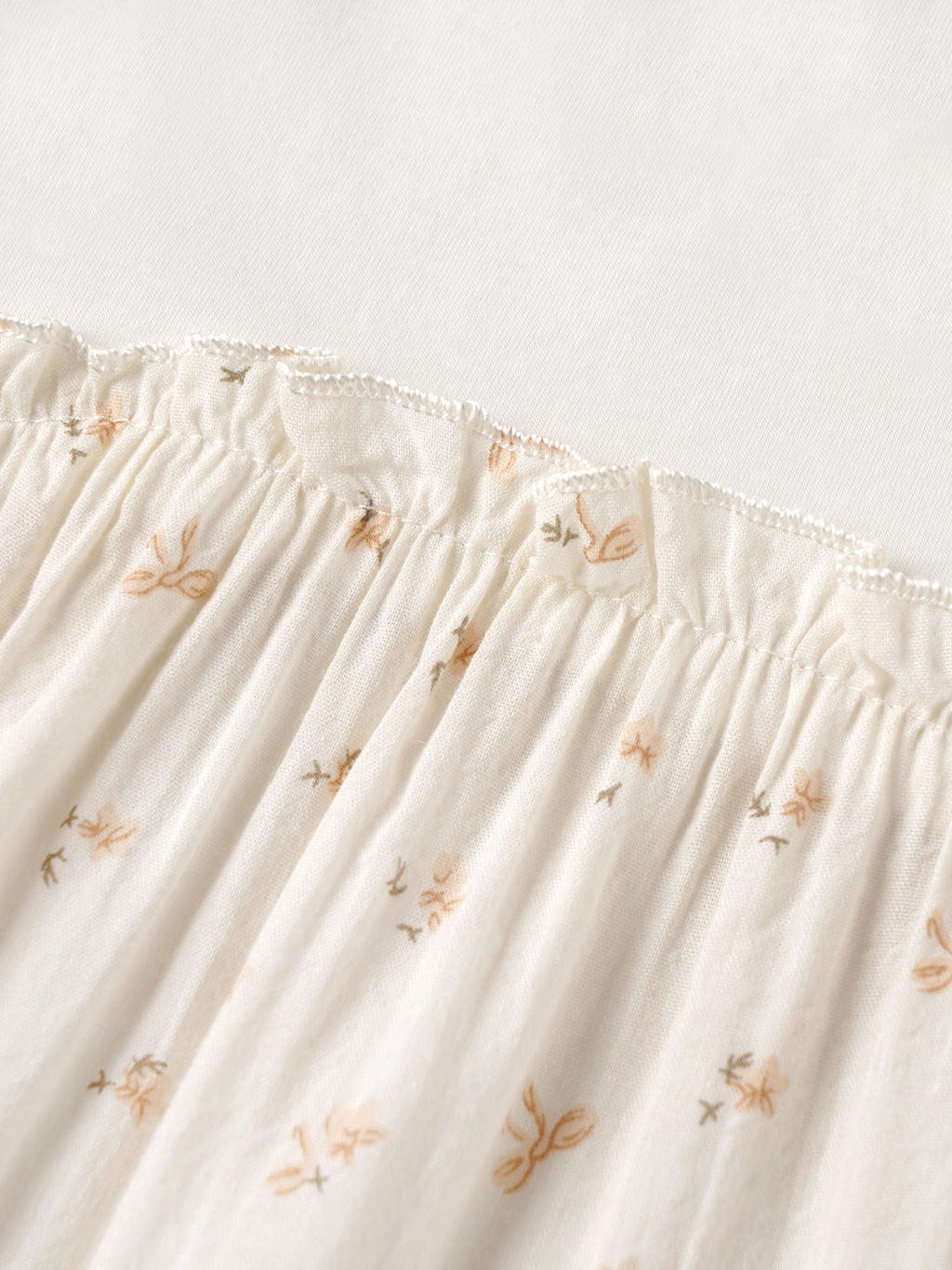 Popees Baby Girls Cream Sleeveless Dress | Cute Bow Print Gathered Dress with Round Neck| 0-9 Months