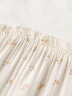 Popees Baby Girls Cream Sleeveless Dress | Cute Bow Print Gathered Dress with Round Neck| 0-9 Months