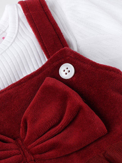 Popees Soft & Stylish Party Wear Dress with Bow & Headband (3–24 Months)for Baby Girls