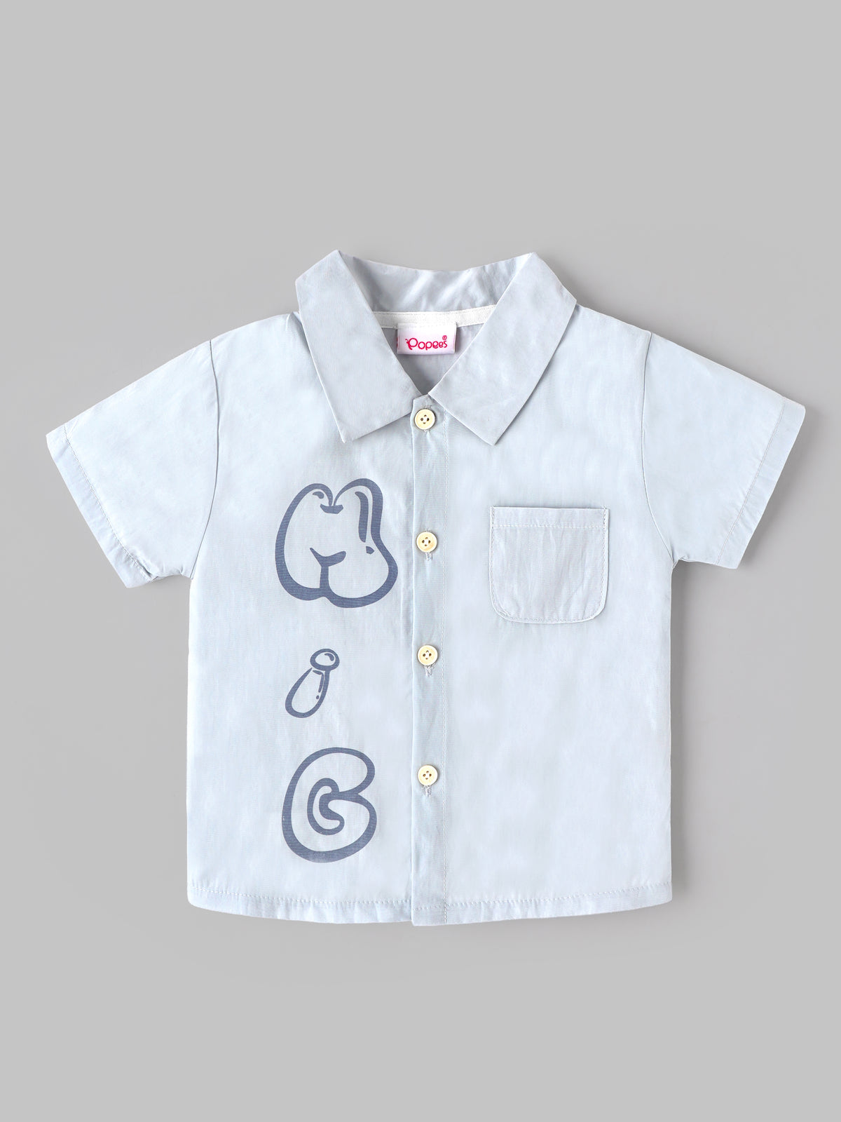 Popees Boys Illusion Blue Co-ord Set | Half Sleeve Printed Shirt & Navy Shorts | 9M–4Y