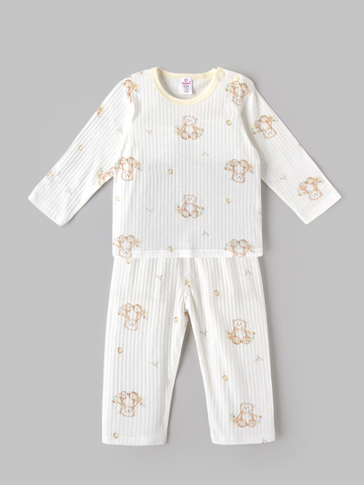 Popees Baby Boys Soft & Comfortable Teddy Bear Printed Top & Pant Set | Full Sleeve Ribbed Top with Matching Pants | 1–4 Years