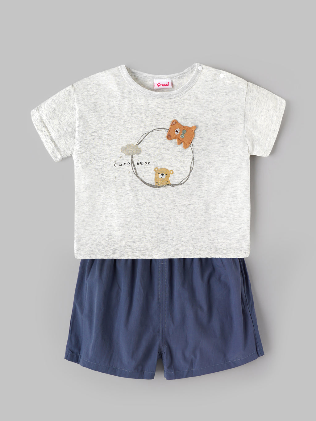 Popees Baby Boys Cute Bear Printed COORDINATED SET| Soft Half Sleeve Top with Comfortable Matching Shorts | Stylish Casual Wear Set | 3 – 6 Years