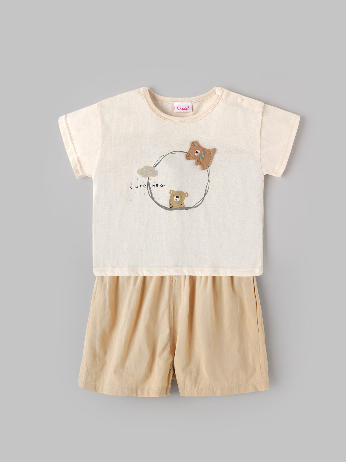 Popees Baby Boys Bear Print T-Shirt and Shorts Set| 2–6 Years