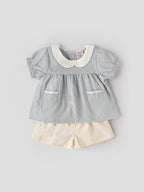 Popees Baby Girls Back Open Top & Shorts Set | Cameo Green | 9 Months to 4 Years
