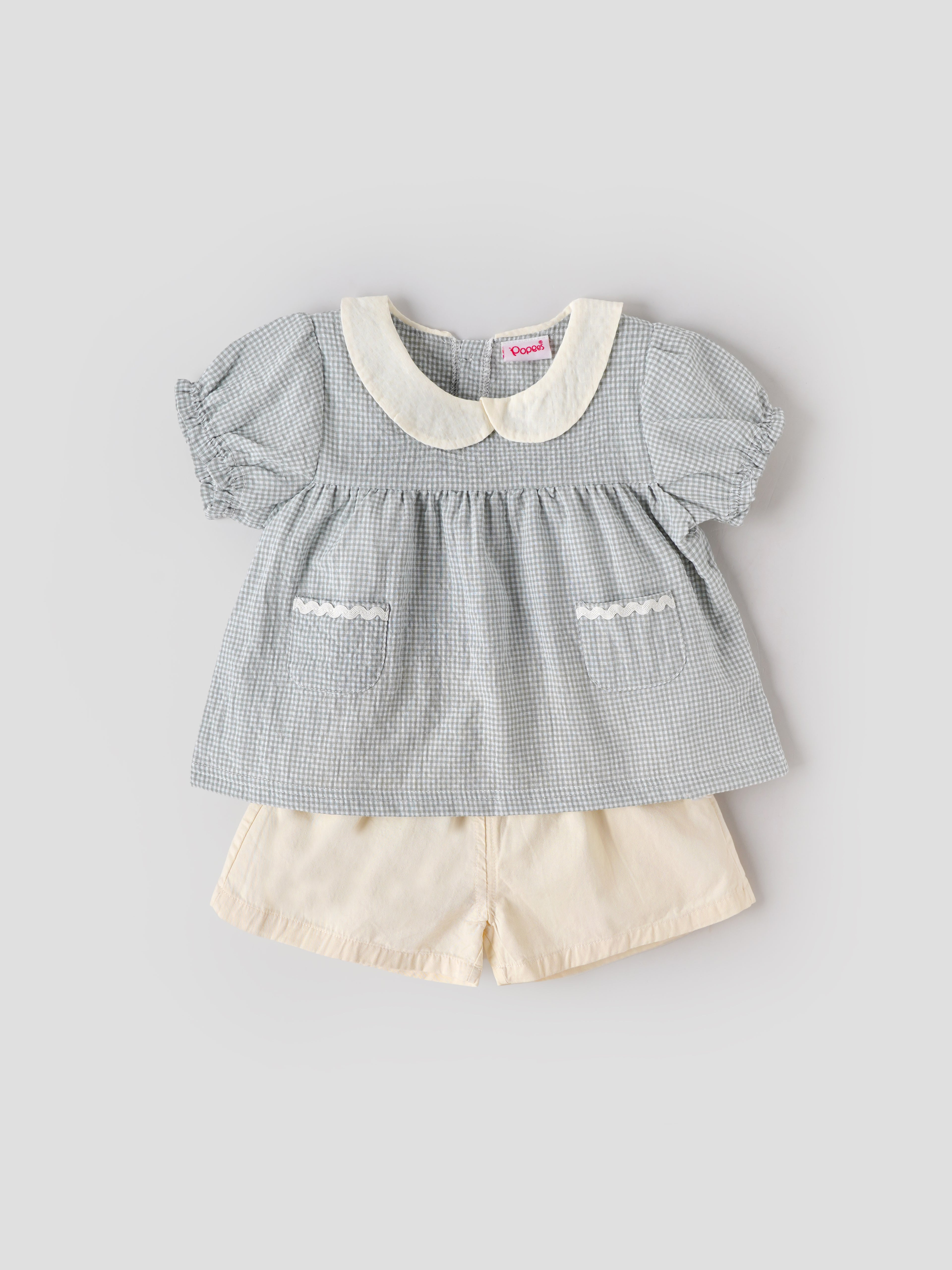 Popees Baby Girls Back Open Top & Shorts Set | Cameo Green | 9 Months to 4 Years