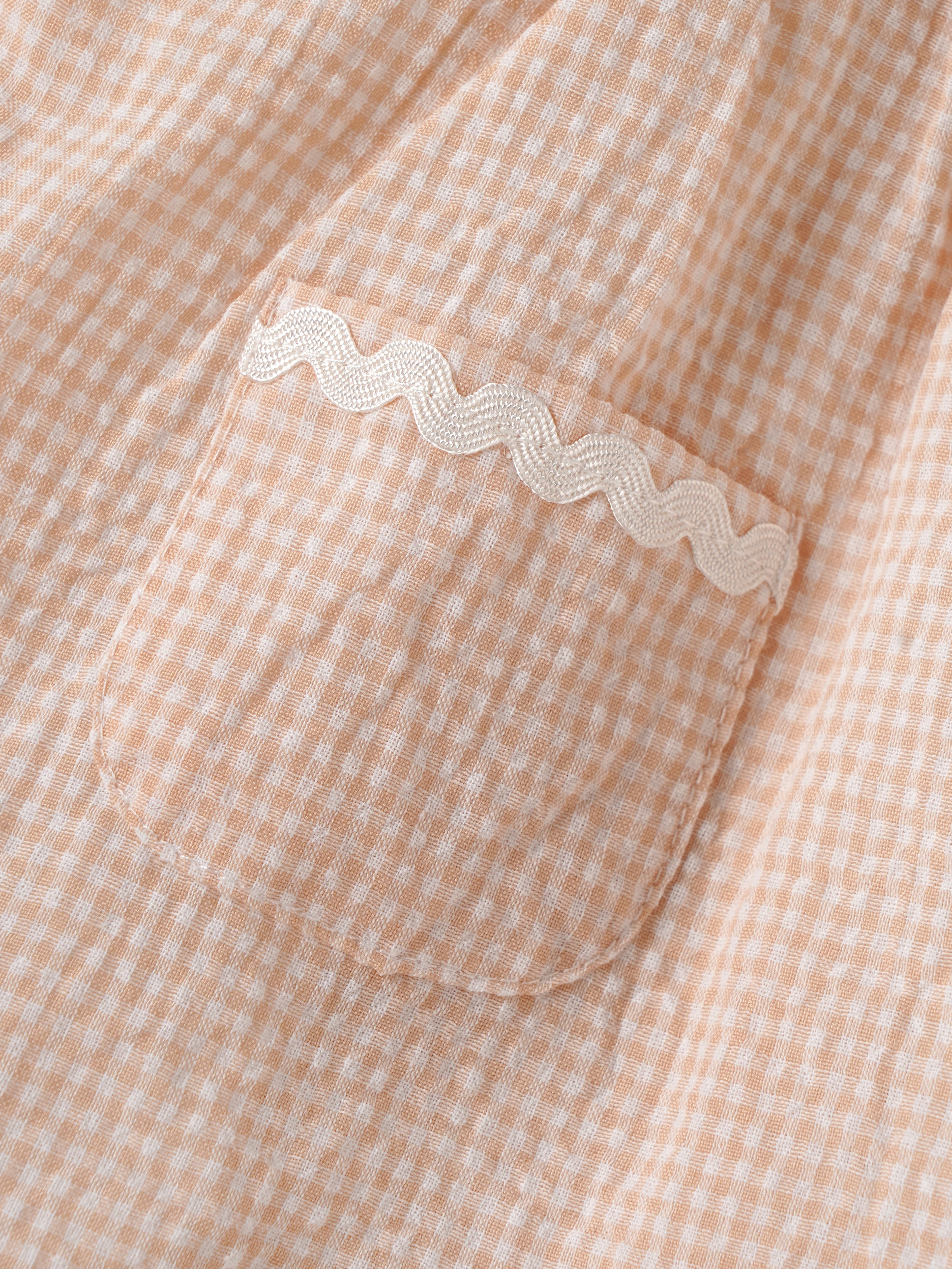 Popees Baby Girls Back Open Top & Shorts Set | Peach Check | 9 Months to 4 Years