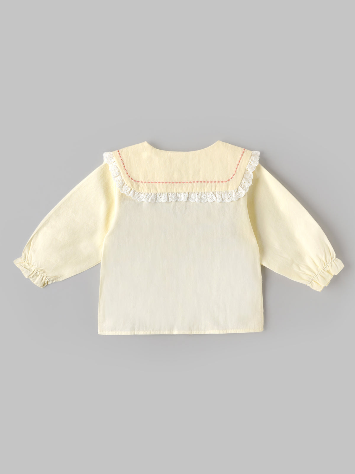 Popees Baby Girls Soft & Stylish Embroidered Collar Top | Floral Embroidery Lace Detailed Full Sleeve Shirt with Front Button Closure | 9 Months– 5 Years