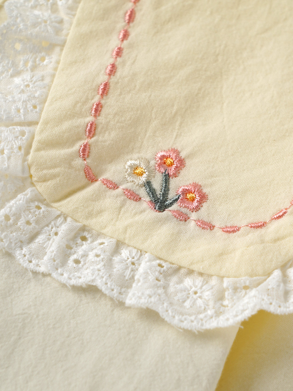 Popees Baby Girls Soft & Stylish Embroidered Collar Top | Floral Embroidery Lace Detailed Full Sleeve Shirt with Front Button Closure | 9 Months– 5 Years