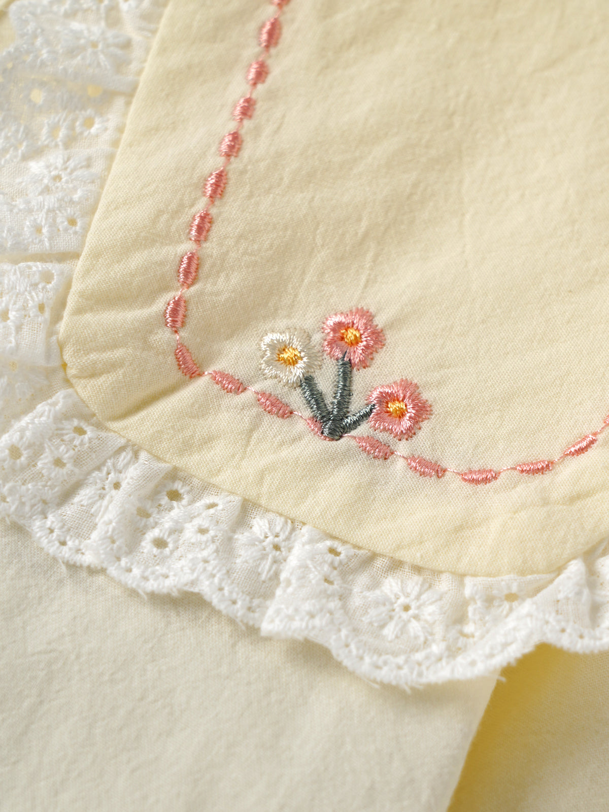 Popees Baby Girls Soft & Stylish Embroidered Collar Top | Floral Embroidery Lace Detailed Full Sleeve Shirt with Front Button Closure | 9 Months– 5 Years