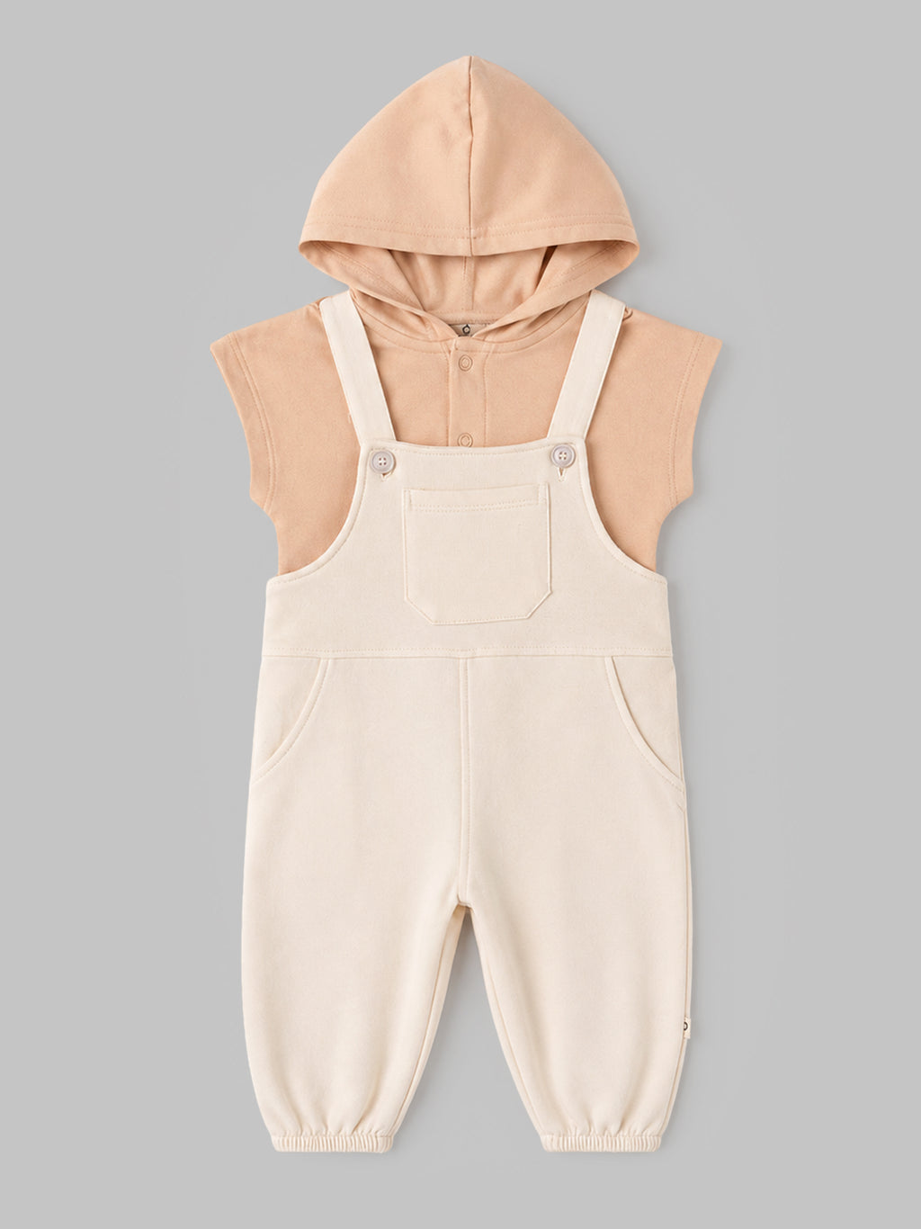 Popees Baby Boys Hooded T-Shirt & Dungaree Set | Soft & Comfortable Sleeveless Romper Set with Adjustable Straps(3–24 months)