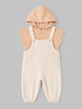 Popees Baby Boys Hooded T-Shirt & Dungaree Set | Soft & Comfortable Sleeveless Romper Set with Adjustable Straps(3–24 months)