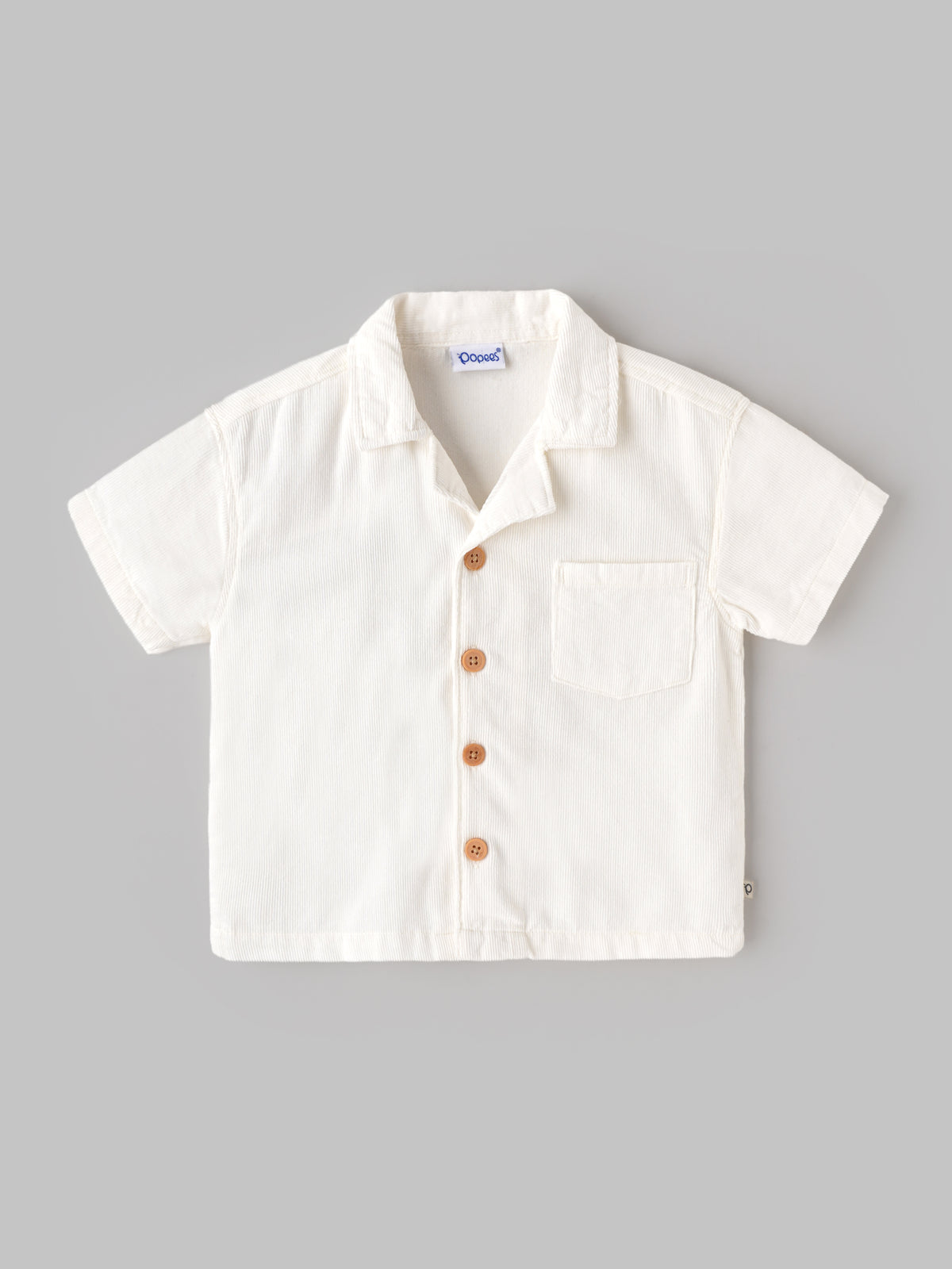 Popees Baby Boys Stylish Corduroy Shirt | Soft Half Sleeve Collared Shirt with Front Pocket | 3-24 Months