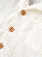 Popees Baby Boys Stylish Corduroy Shirt | Soft Half Sleeve Collared Shirt with Front Pocket | 3-24 Months