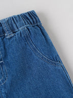 Popees Baby Boys Stylish Denim Shorts with Elasticated Waist | Comfortable Casual Shorts with Front Pockets | Blue(3-24 Months)