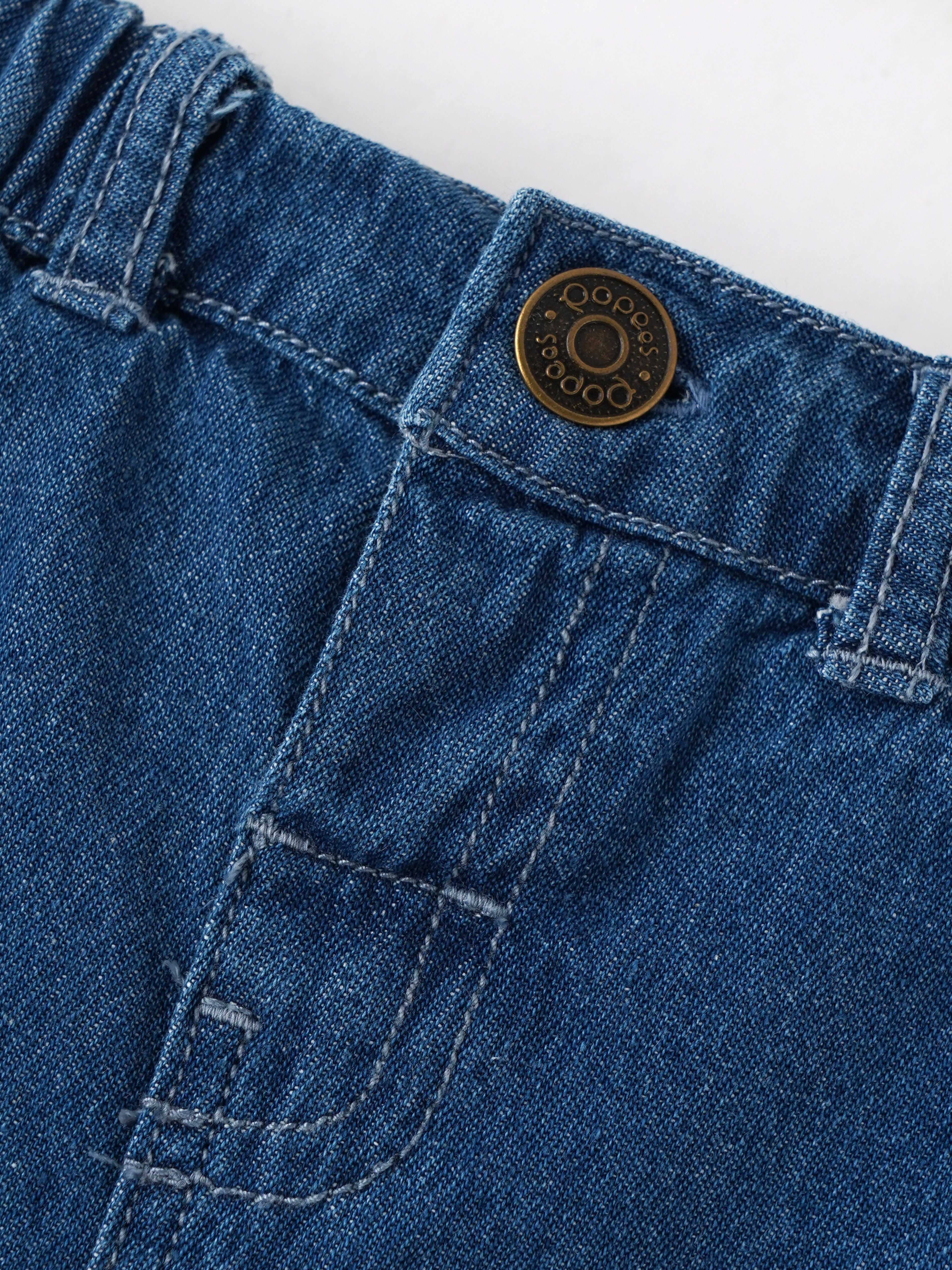 Popees Baby Boys Stylish Denim Shorts with Elasticated Waist | Comfortable Casual Shorts with Front Pockets | Blue(3-24 Months)