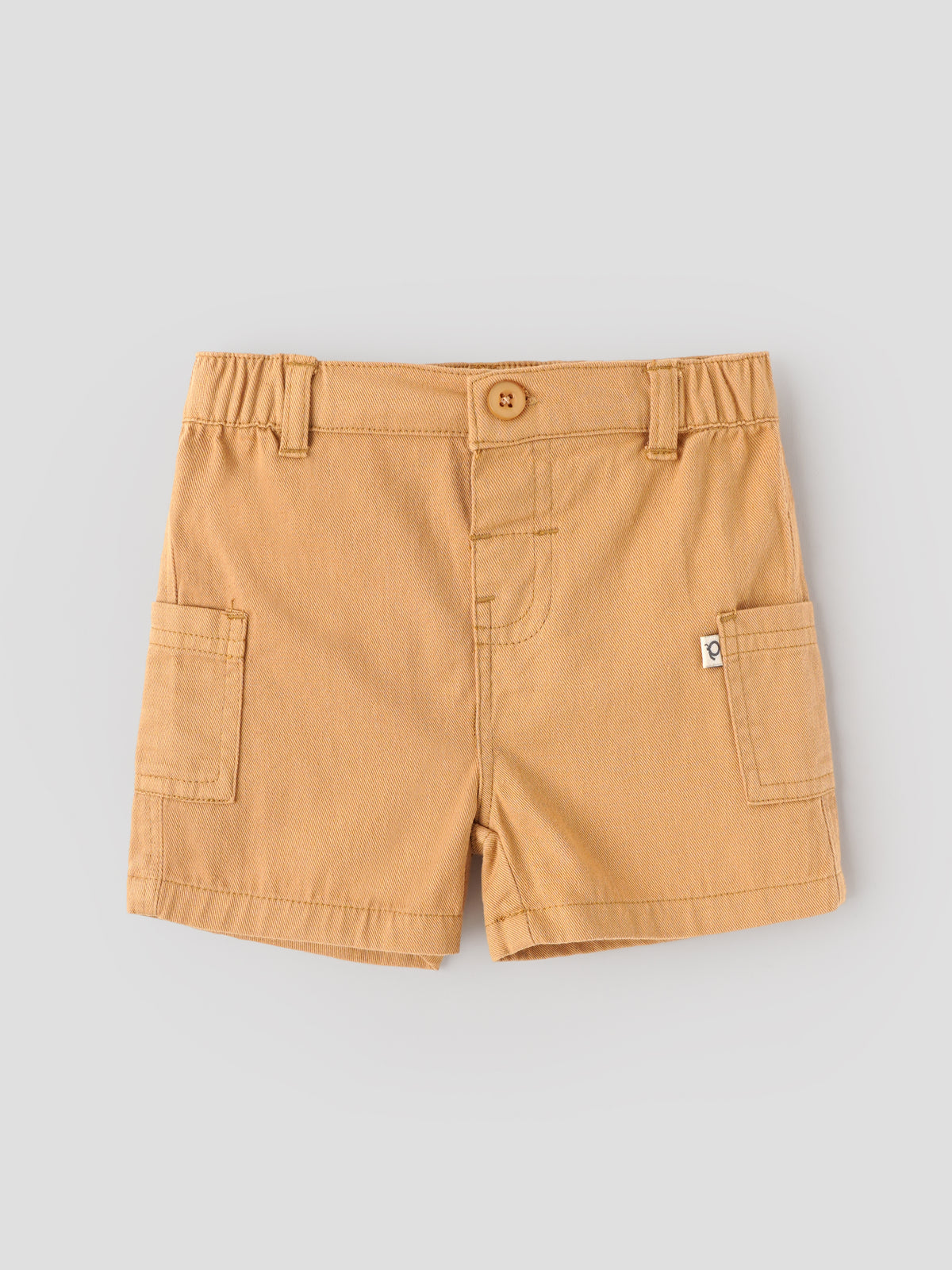 Popees Baby Boys Cotton Casual Shorts | Solid Beige Shorts with Elasticated Waist & Side Pockets | 3-24 Months