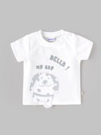 Popees Baby Boys Stylish T-Shirt & Cargo Shorts Set | Soft Cotton Half Sleeve Printed T-Shirt with Pocket Detail Shorts | White | Casual Wear| 3-24 Months