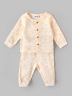 Popees Baby Boys Printed Full Sleeve Co-Ord Set | Soft Cotton Button-Front Top & Pants | Comfortable Everyday Wear | 3–24 Months