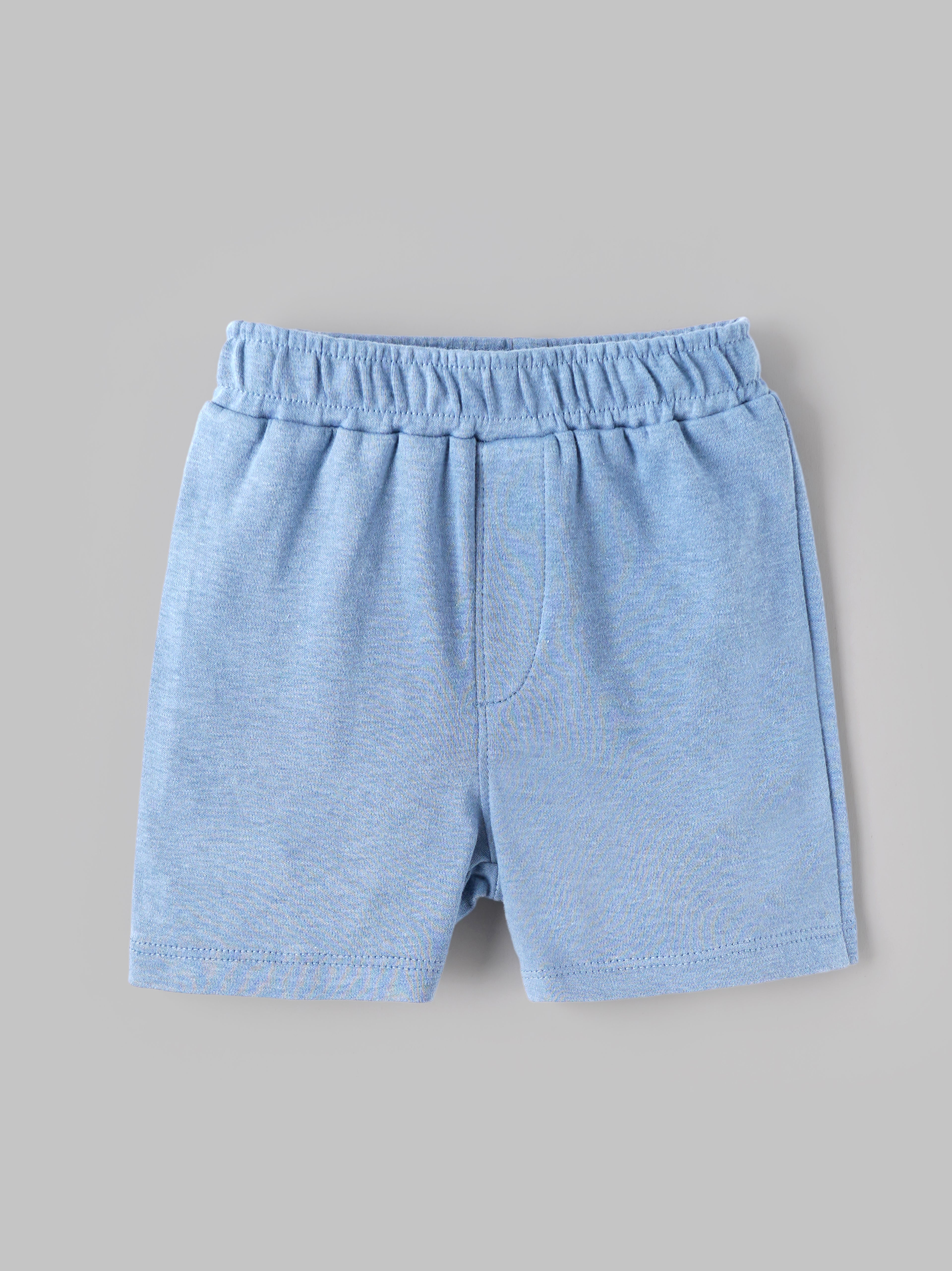 Popees Baby Organic Bamboo Cotton Printed T-Shirt & Shorts Set | Boys | White & Blue | 3–24 Months