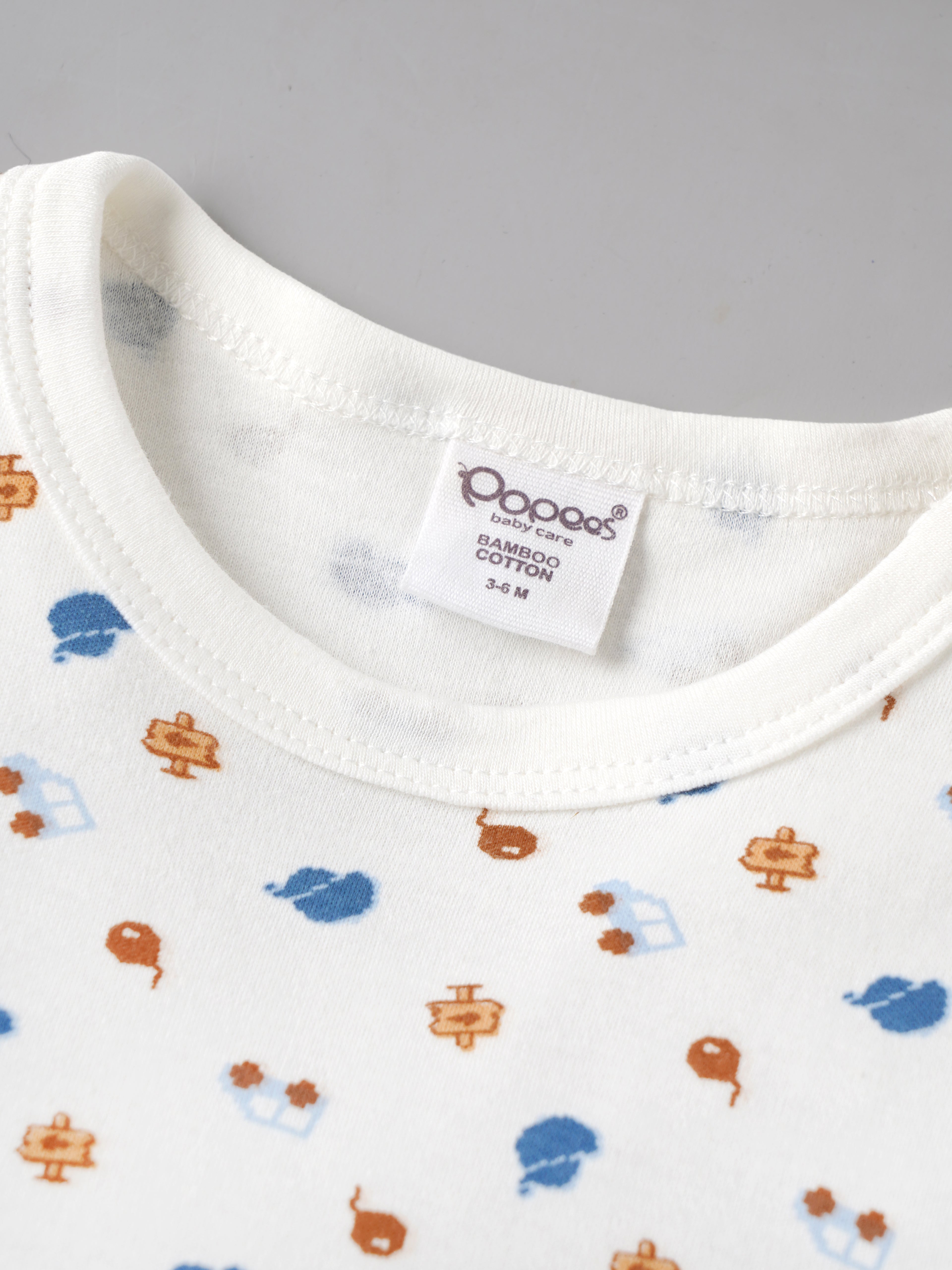 Popees Baby Organic Bamboo Cotton Printed T-Shirt & Shorts Set | Boys | White & Blue | 3–24 Months