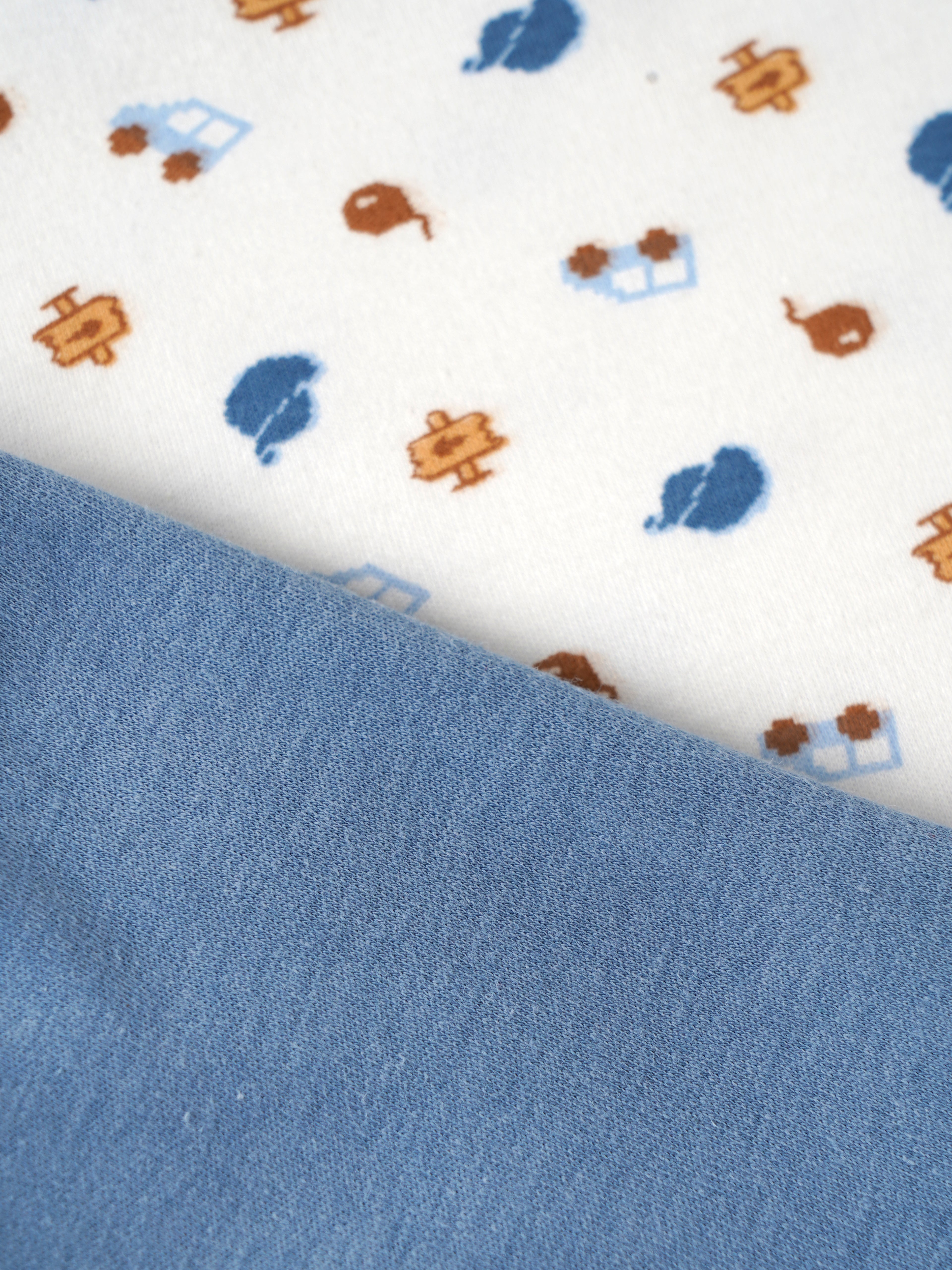 Popees Baby Organic Bamboo Cotton Printed T-Shirt & Shorts Set | Boys | White & Blue | 3–24 Months