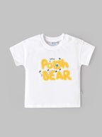 Popees Baby Boys Soft & Stylish Printed T-Shirt | Half Sleeve Round Neck T-Shirt with Cute "Little Honey Bear" Print | Comfortable Casual Wear | 3-24 Months