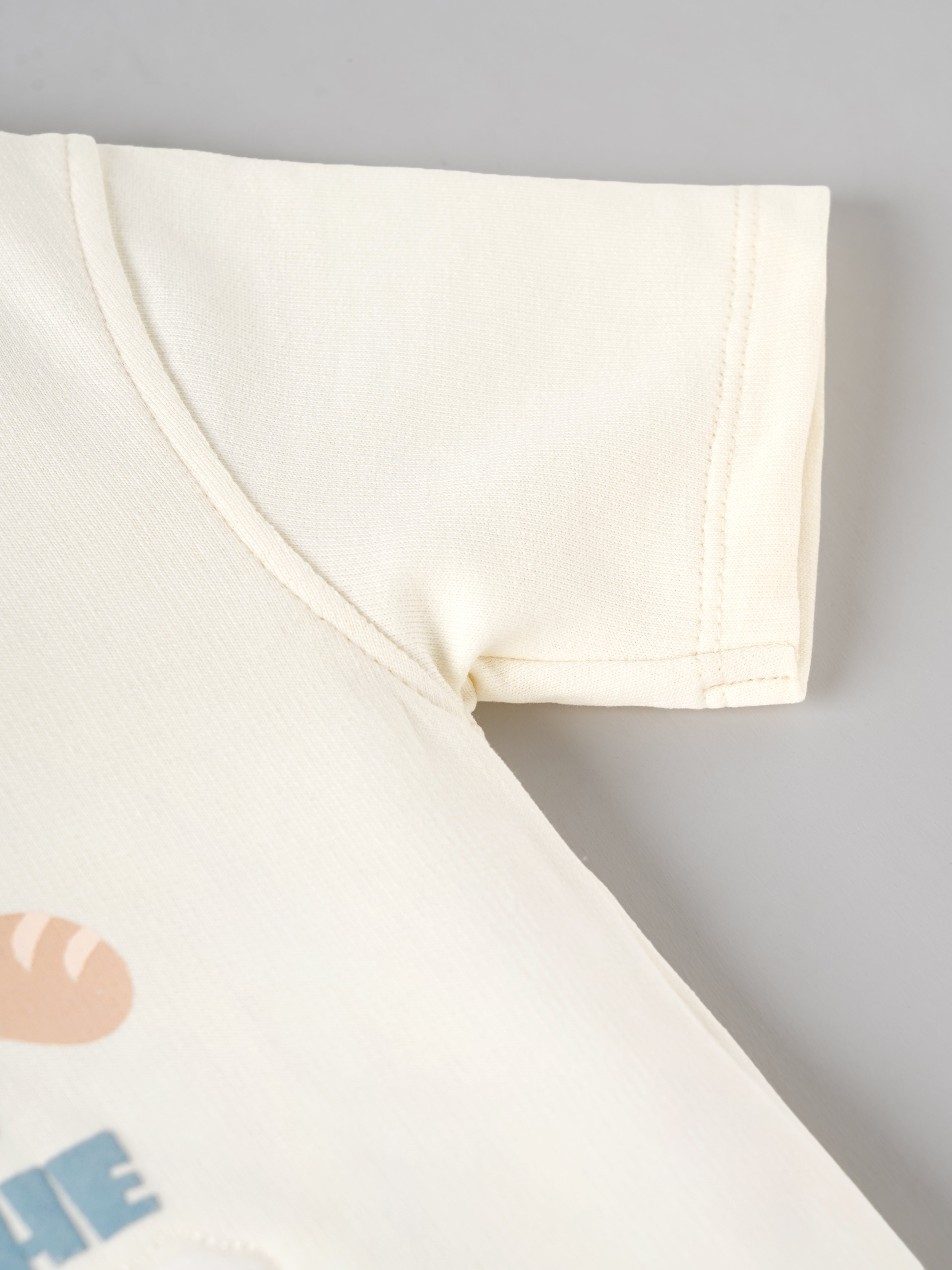 Popees Baby Boys Printed Polo Neck Half Sleeve T-Shirt | Soft Cotton Casual Tee | Cream & Blue | 3–24 Months